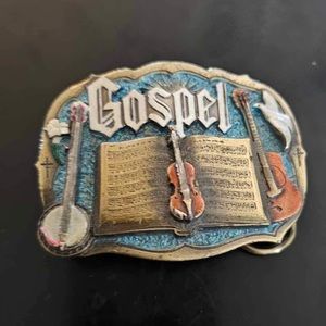 Guitar Sheet Music Gospel Belt Buckle Great American Buckle Co. USA Enamel